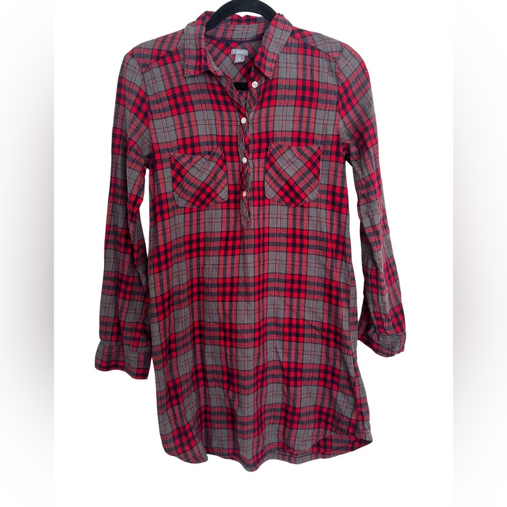 Aerie Red & Gray Plaid Flannel Nightgown / Sleep Dress, Size S/P